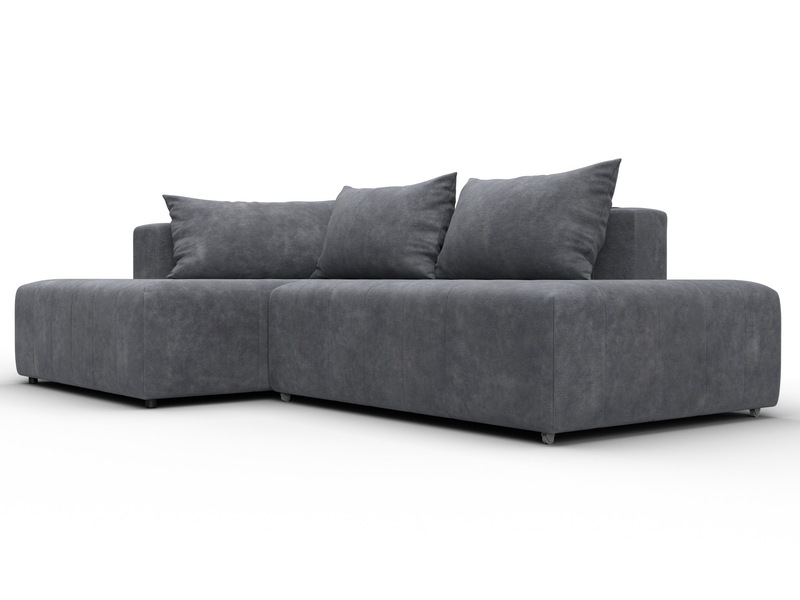 Диван угловой Лига-103 НПБ угол левый, Велюр, BRUT 16 темно-серый