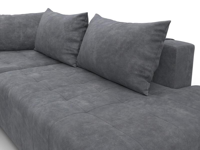 Диван угловой Лига-103 НПБ угол левый, Велюр, BRUT 16 темно-серый