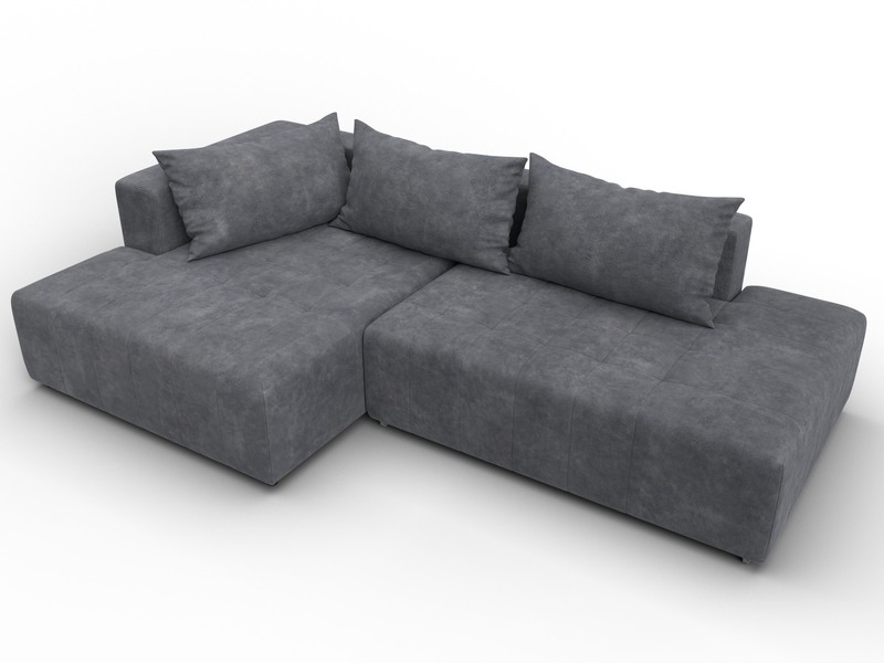 Диван угловой Лига-103 НПБ угол левый, Велюр, BRUT 16 темно-серый