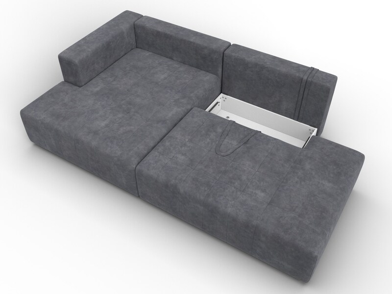 Диван угловой Лига-103 НПБ угол левый, Велюр, BRUT 16 темно-серый