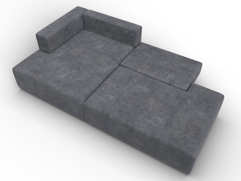 Диван угловой Лига-103 НПБ угол левый, Велюр, BRUT 16 темно-серый