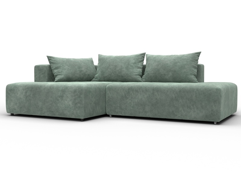 Диван угловой Лига-103 НПБ угол левый, Велюр, BRUT 08 зеленый