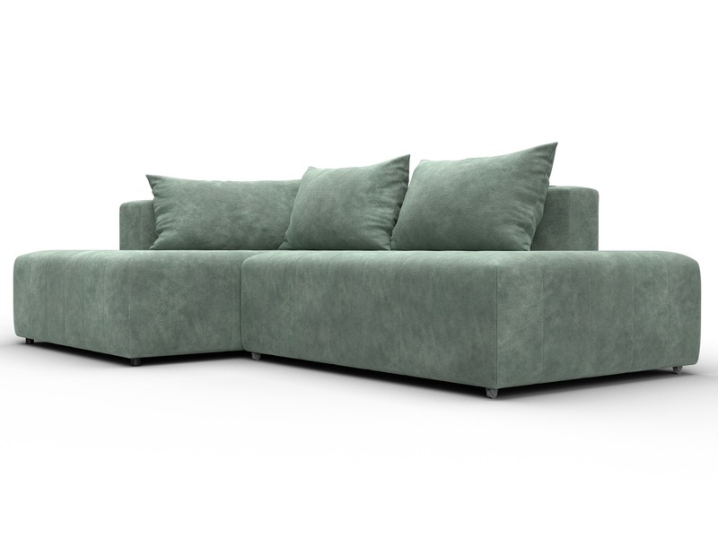 Диван угловой Лига-103 НПБ угол левый, Велюр, BRUT 08 зеленый