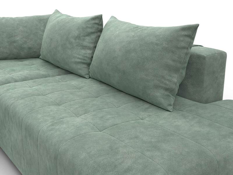 Диван угловой Лига-103 НПБ угол левый, Велюр, BRUT 08 зеленый