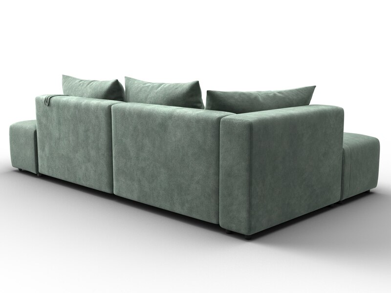 Диван угловой Лига-103 НПБ угол левый, Велюр, BRUT 08 зеленый