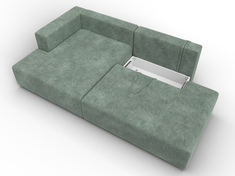 Диван угловой Лига-103 НПБ угол левый, Велюр, BRUT 08 зеленый