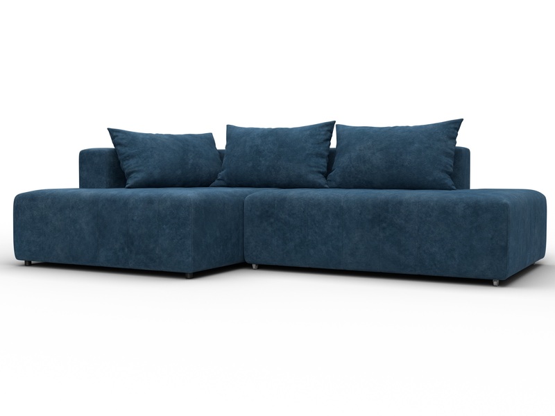 Диван угловой Лига-103 НПБ угол левый, Велюр, BRUT 11 синий