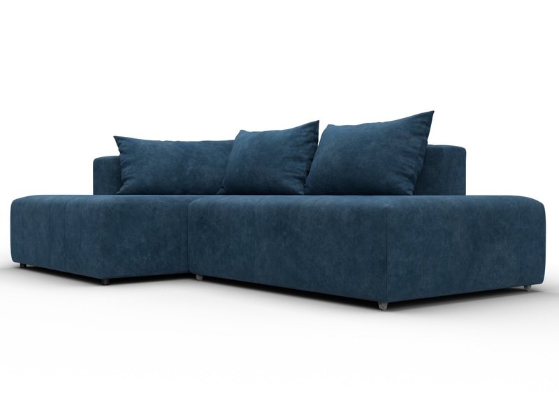 Диван угловой Лига-103 НПБ угол левый, Велюр, BRUT 11 синий