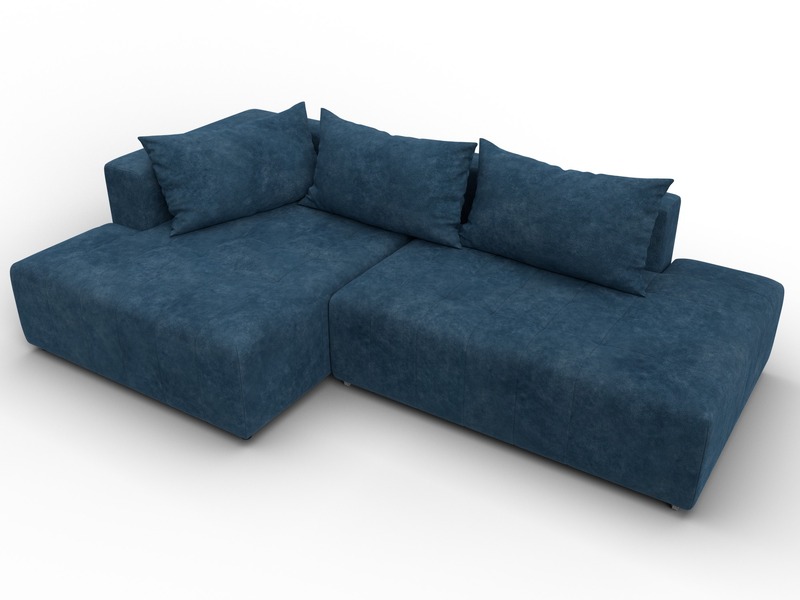 Диван угловой Лига-103 НПБ угол левый, Велюр, BRUT 11 синий