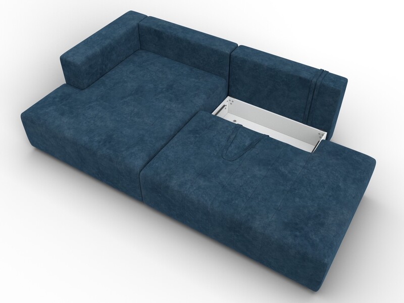 Диван угловой Лига-103 НПБ угол левый, Велюр, BRUT 11 синий