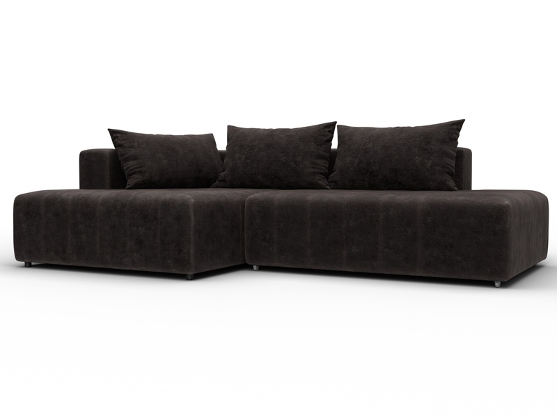 Диван угловой Лига-103 НПБ угол левый, Велюр, BRUT 17 коричневый
