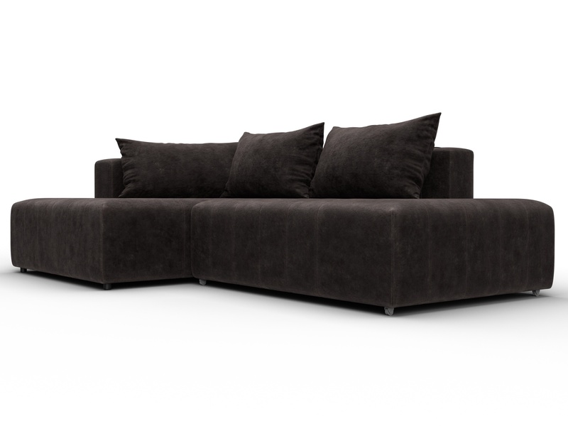 Диван угловой Лига-103 НПБ угол левый, Велюр, BRUT 17 коричневый