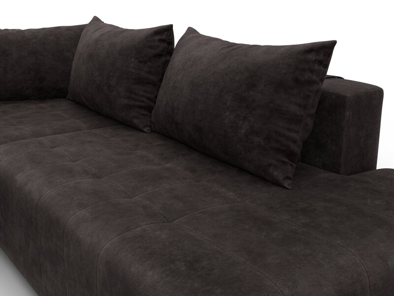 Диван угловой Лига-103 НПБ угол левый, Велюр, BRUT 17 коричневый