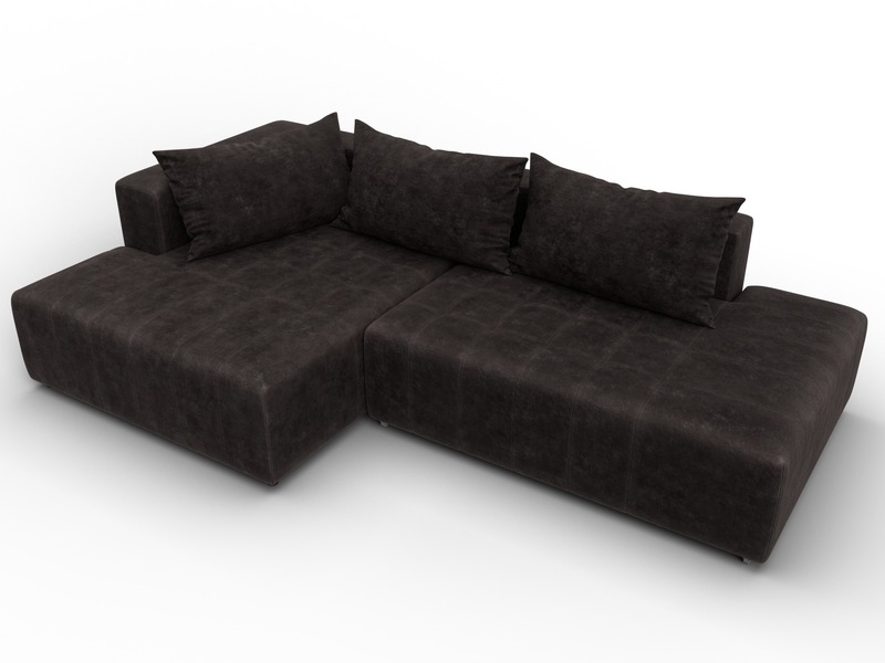 Диван угловой Лига-103 НПБ угол левый, Велюр, BRUT 17 коричневый