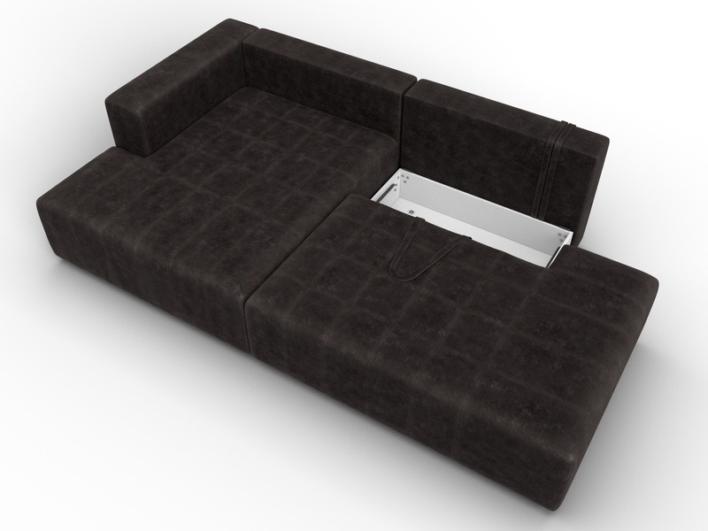 Диван угловой Лига-103 НПБ угол левый, Велюр, BRUT 17 коричневый