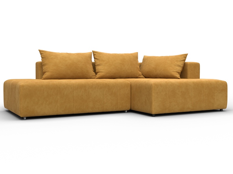 Диван угловой Лига-103 НПБ угол правый, Велюр, BRUT 10 желтый