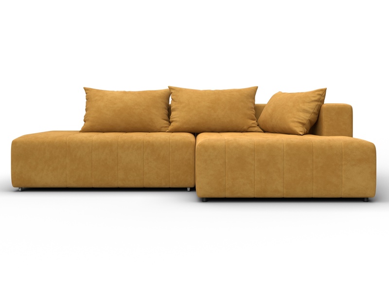 Диван угловой Лига-103 НПБ угол правый, Велюр, BRUT 10 желтый