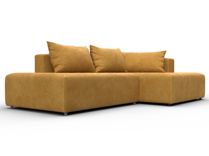 Диван угловой Лига-103 НПБ угол правый, Велюр, BRUT 10 желтый