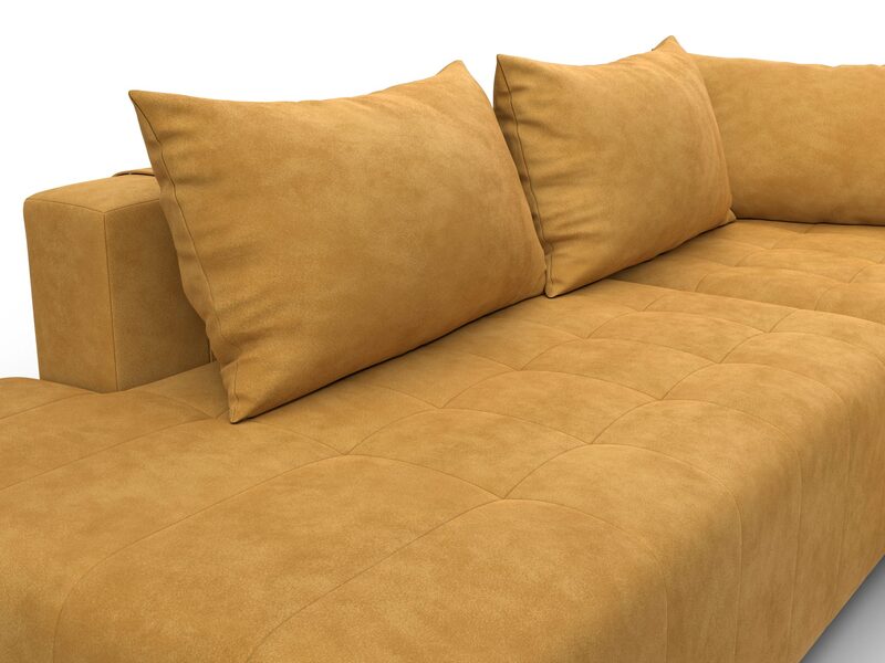 Диван угловой Лига-103 НПБ угол правый, Велюр, BRUT 10 желтый