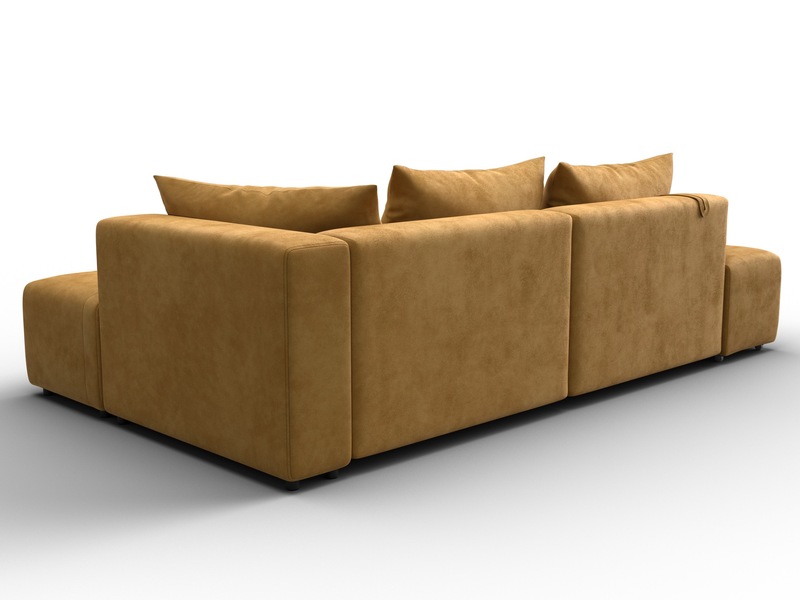 Диван угловой Лига-103 НПБ угол правый, Велюр, BRUT 10 желтый