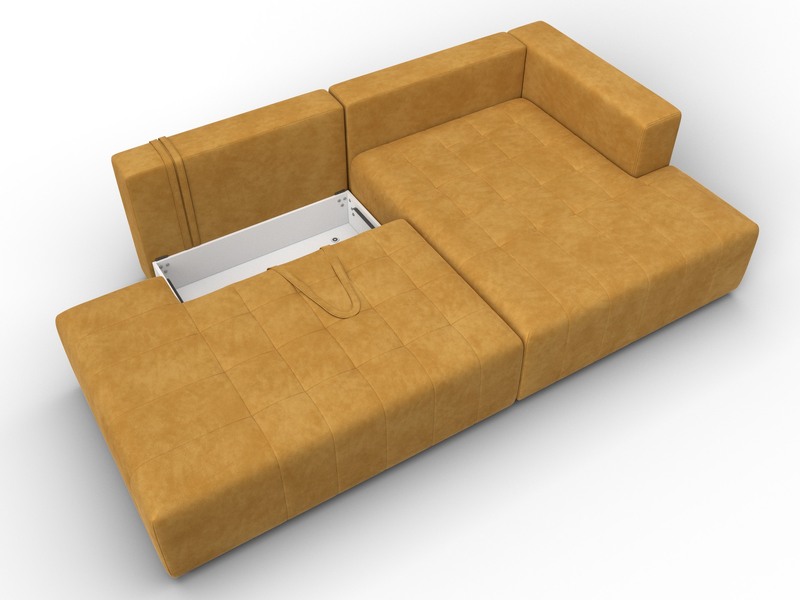 Диван угловой Лига-103 НПБ угол правый, Велюр, BRUT 10 желтый