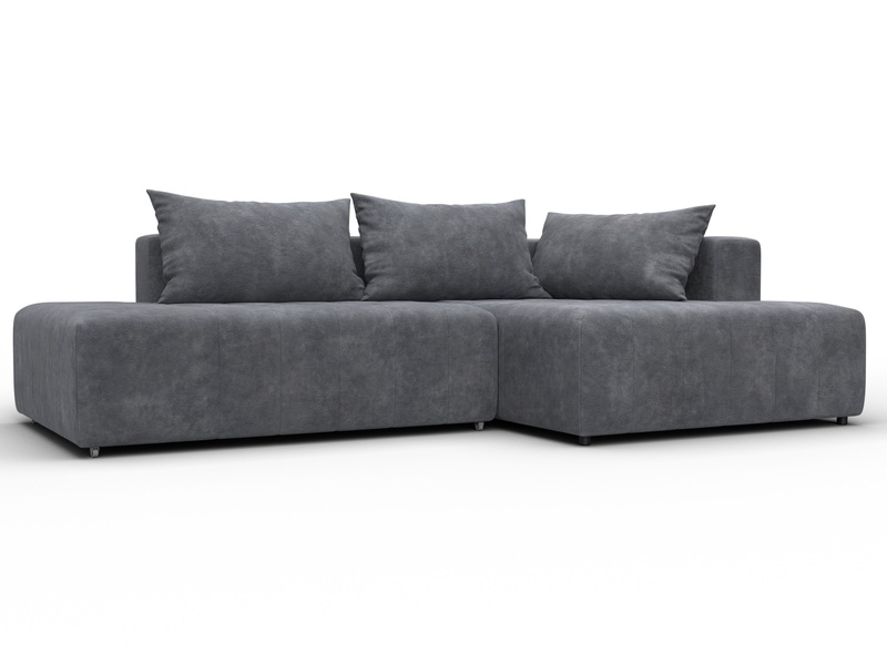 Диван угловой Лига-103 НПБ угол правый, Велюр, BRUT 16 темно-серый