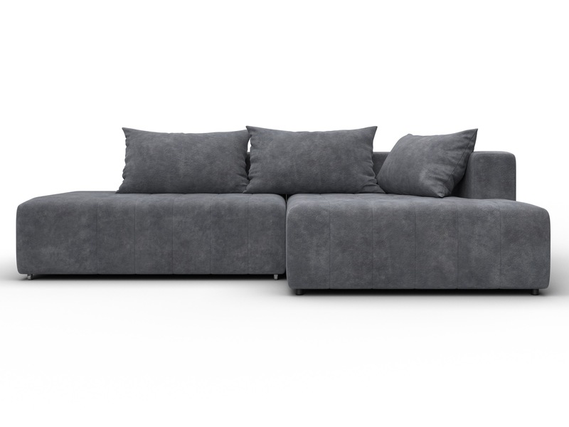 Диван угловой Лига-103 НПБ угол правый, Велюр, BRUT 16 темно-серый