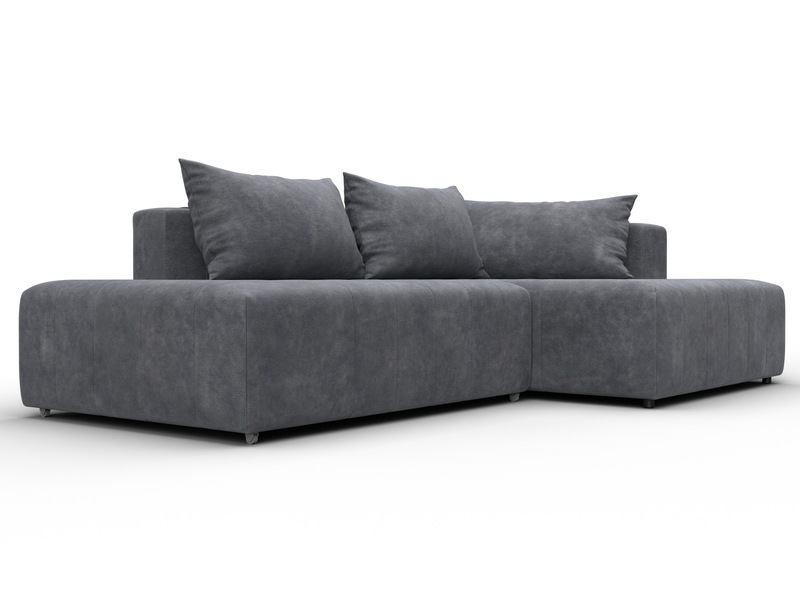 Диван угловой Лига-103 НПБ угол правый, Велюр, BRUT 16 темно-серый