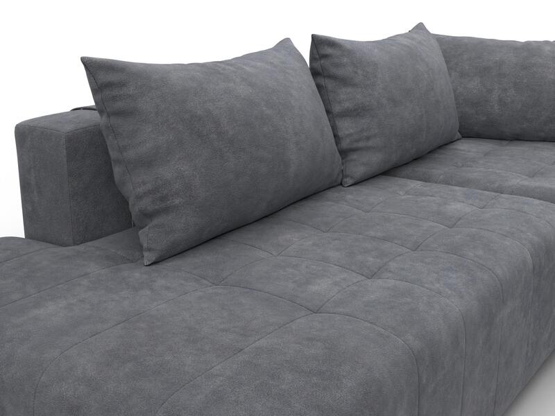 Диван угловой Лига-103 НПБ угол правый, Велюр, BRUT 16 темно-серый