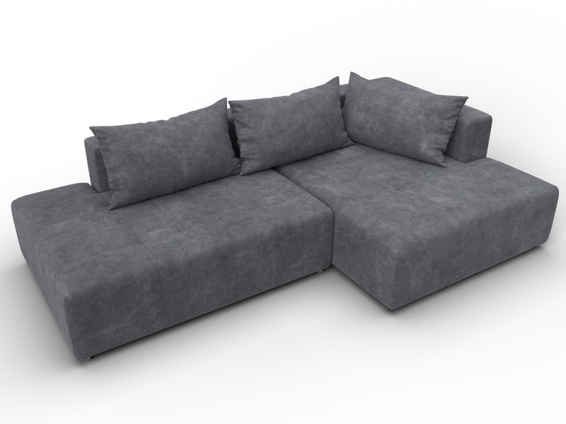 Диван угловой Лига-103 НПБ угол правый, Велюр, BRUT 16 темно-серый