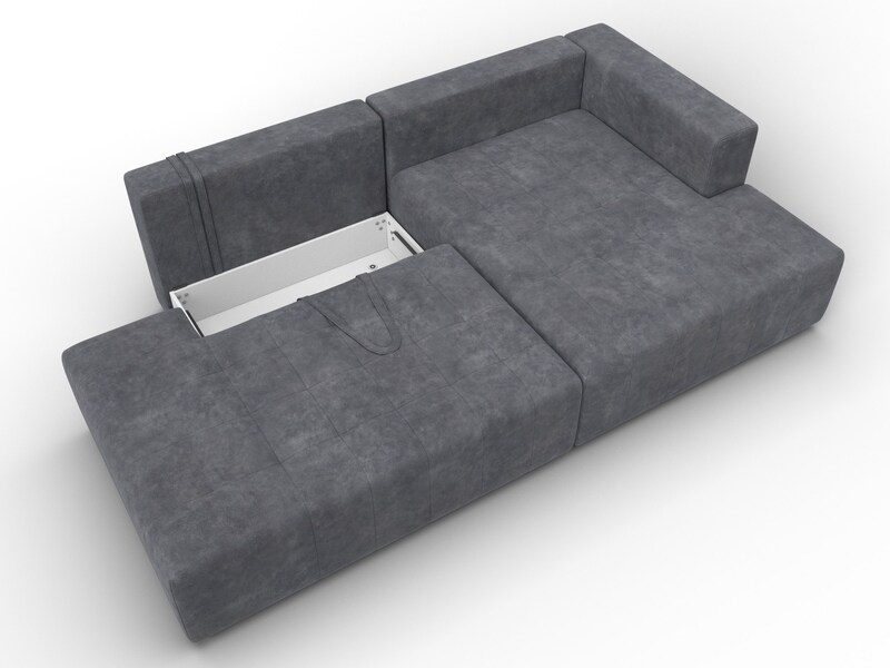 Диван угловой Лига-103 НПБ угол правый, Велюр, BRUT 16 темно-серый