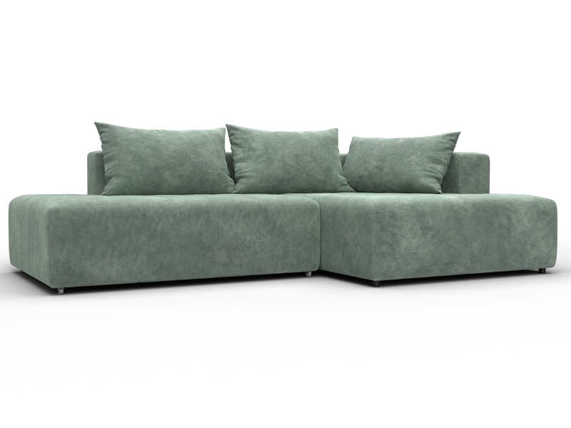 Диван угловой Лига-103 НПБ угол правый, Велюр, BRUT 08 зеленый