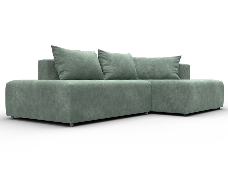 Диван угловой Лига-103 НПБ угол правый, Велюр, BRUT 08 зеленый