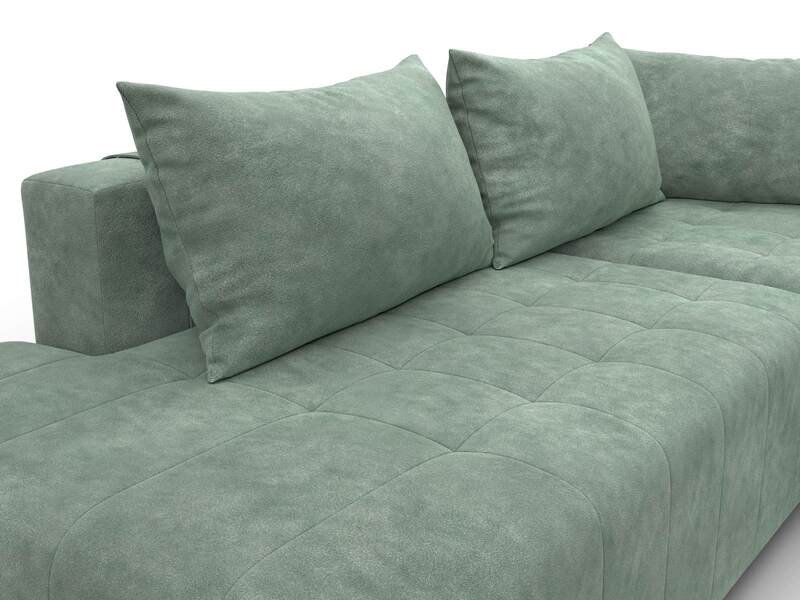 Диван угловой Лига-103 НПБ угол правый, Велюр, BRUT 08 зеленый