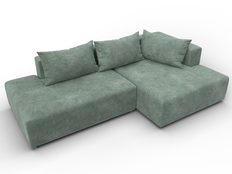 Диван угловой Лига-103 НПБ угол правый, Велюр, BRUT 08 зеленый
