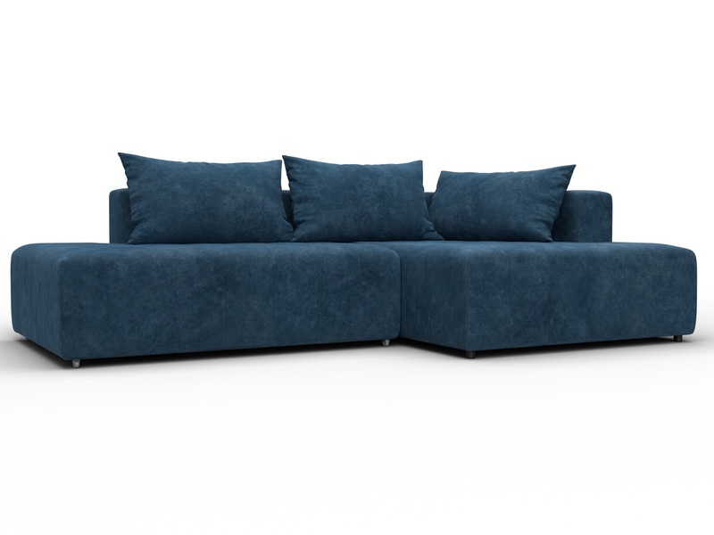 Диван угловой Лига-103 НПБ угол правый, Велюр, BRUT 11 синий