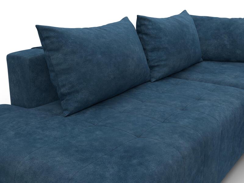 Диван угловой Лига-103 НПБ угол правый, Велюр, BRUT 11 синий