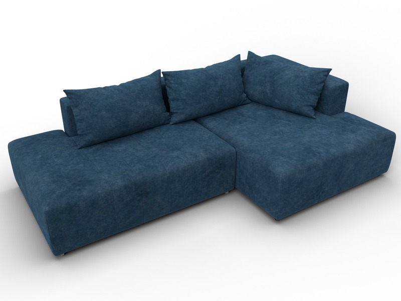 Диван угловой Лига-103 НПБ угол правый, Велюр, BRUT 11 синий