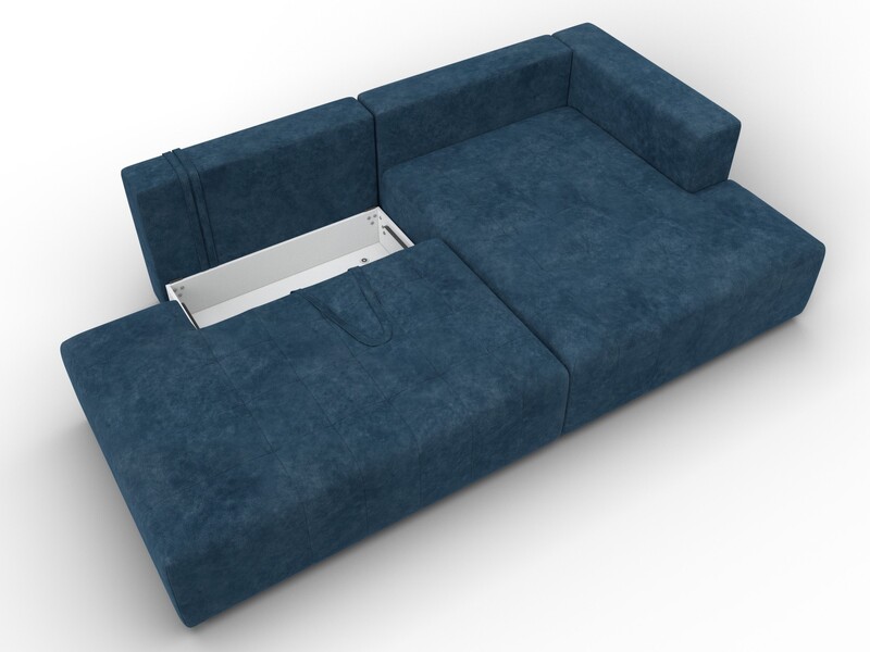 Диван угловой Лига-103 НПБ угол правый, Велюр, BRUT 11 синий