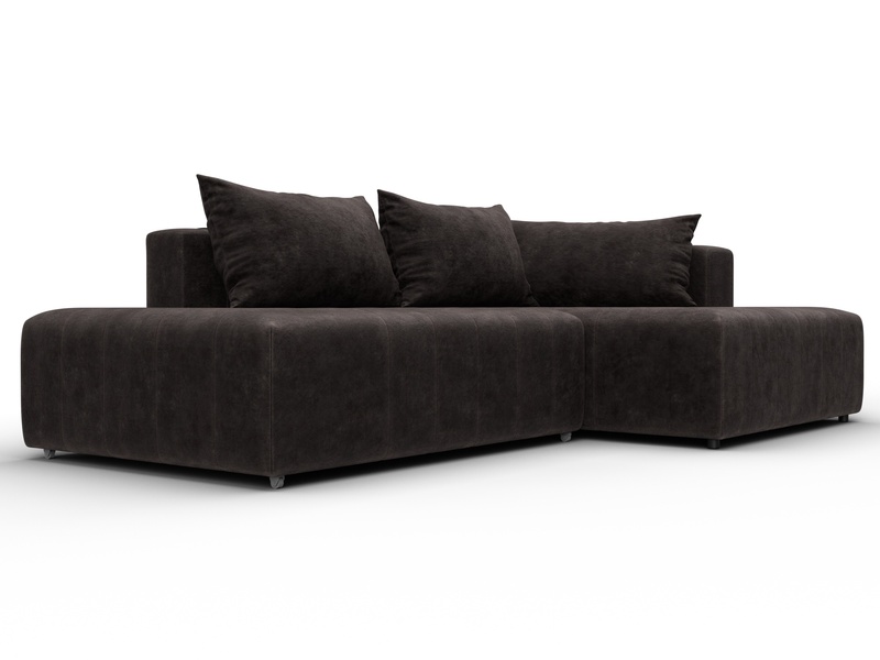 Диван угловой Лига-103 НПБ угол правый, Велюр, BRUT 17 коричневый