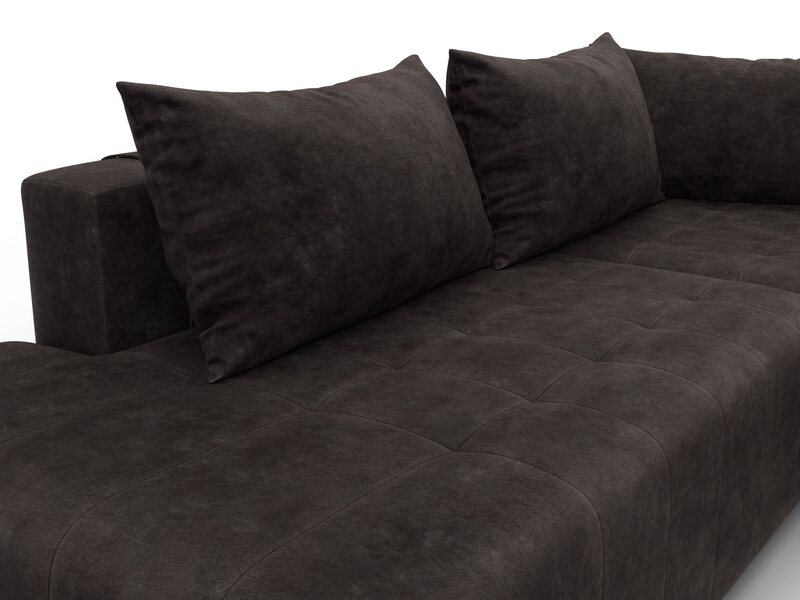 Диван угловой Лига-103 НПБ угол правый, Велюр, BRUT 17 коричневый