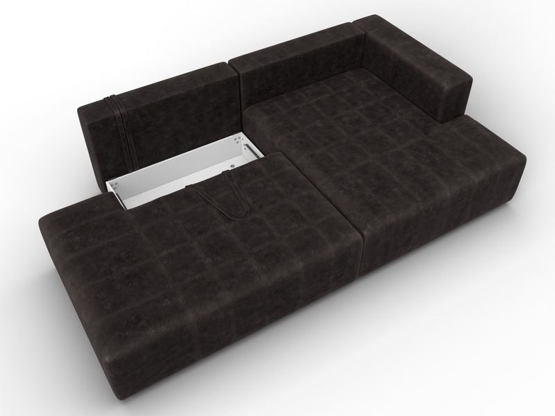 Диван угловой Лига-103 НПБ угол правый, Велюр, BRUT 17 коричневый