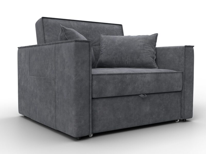 Кресло-кровать Лига-104 (80), Велюр, BRUT 16 темно-серый