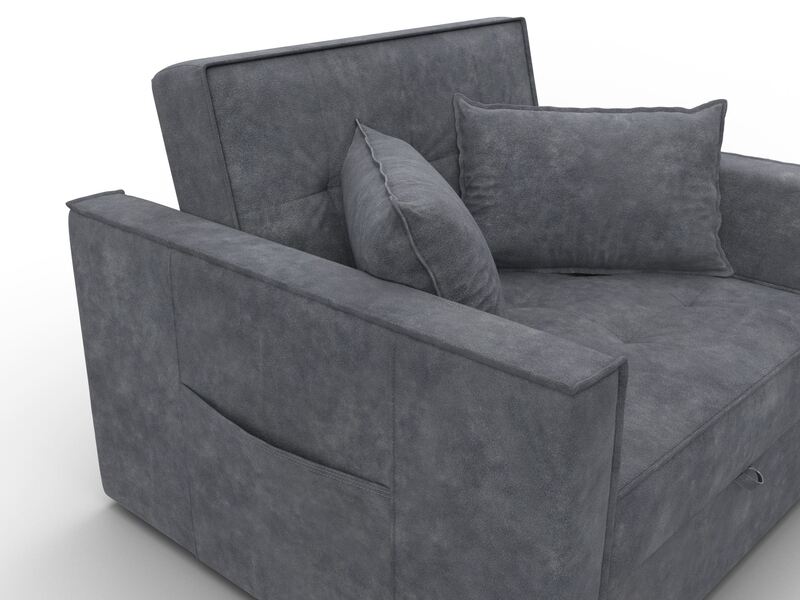 Кресло-кровать Лига-104 (80), Велюр, BRUT 16 темно-серый