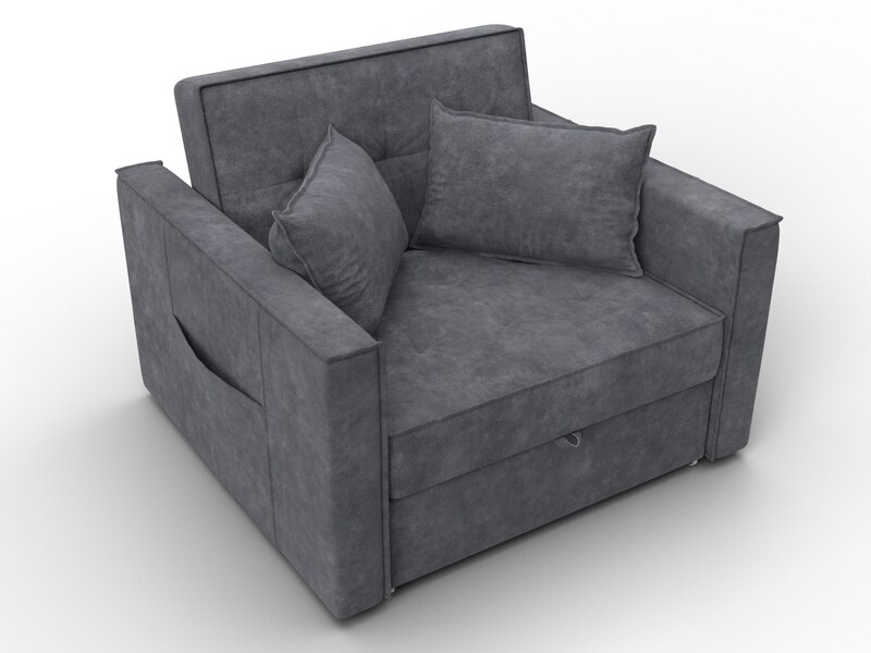 Кресло-кровать Лига-104 (80), Велюр, BRUT 16 темно-серый