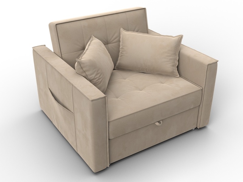 Кресло-кровать Лига-104 (80), Велюр, SEVEN 729 бежевый