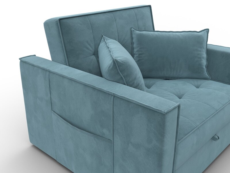 Кресло-кровать Лига-104 (80), Велюр, SEVEN 113 бирюзовый