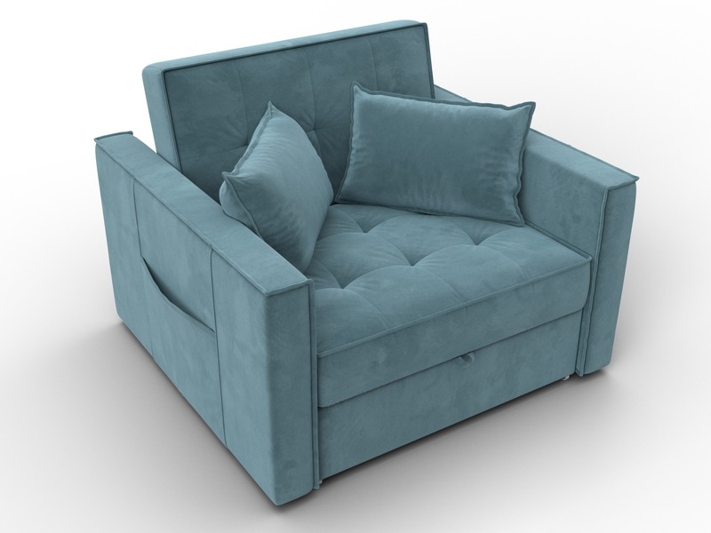 Кресло-кровать Лига-104 (80), Велюр, SEVEN 113 бирюзовый