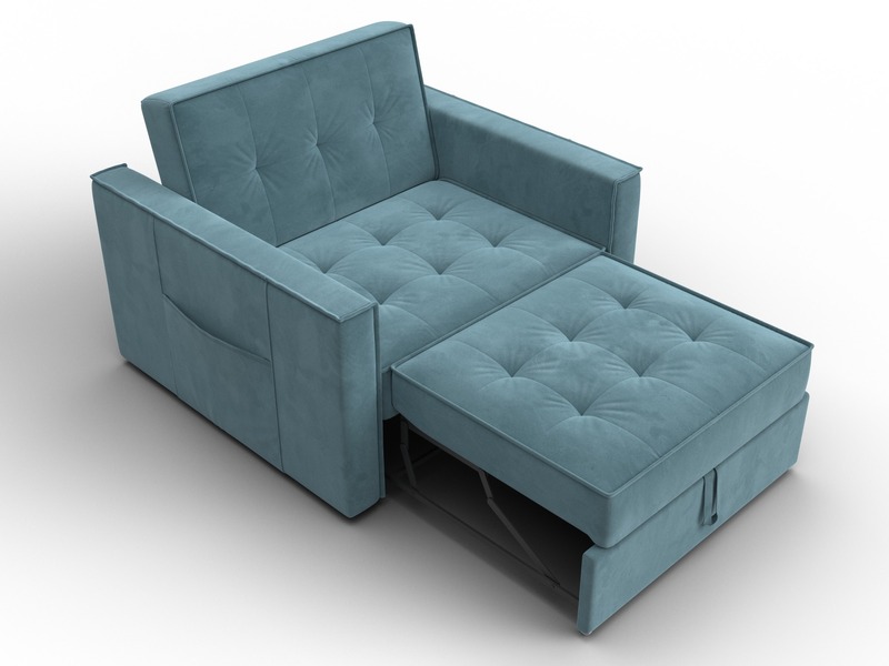 Кресло-кровать Лига-104 (80), Велюр, SEVEN 113 бирюзовый