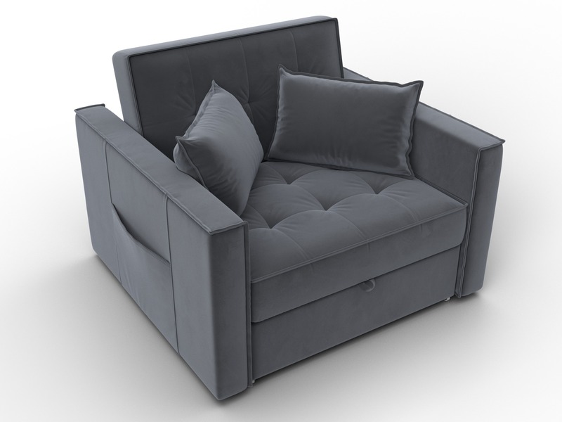 Кресло-кровать Лига-104 (80), Велюр, SEVEN 17 серый